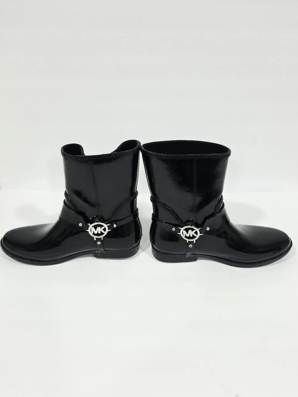 Michael Kors Rain Boots Black MK Logo Waterproof Mid Calf Women's Size 9